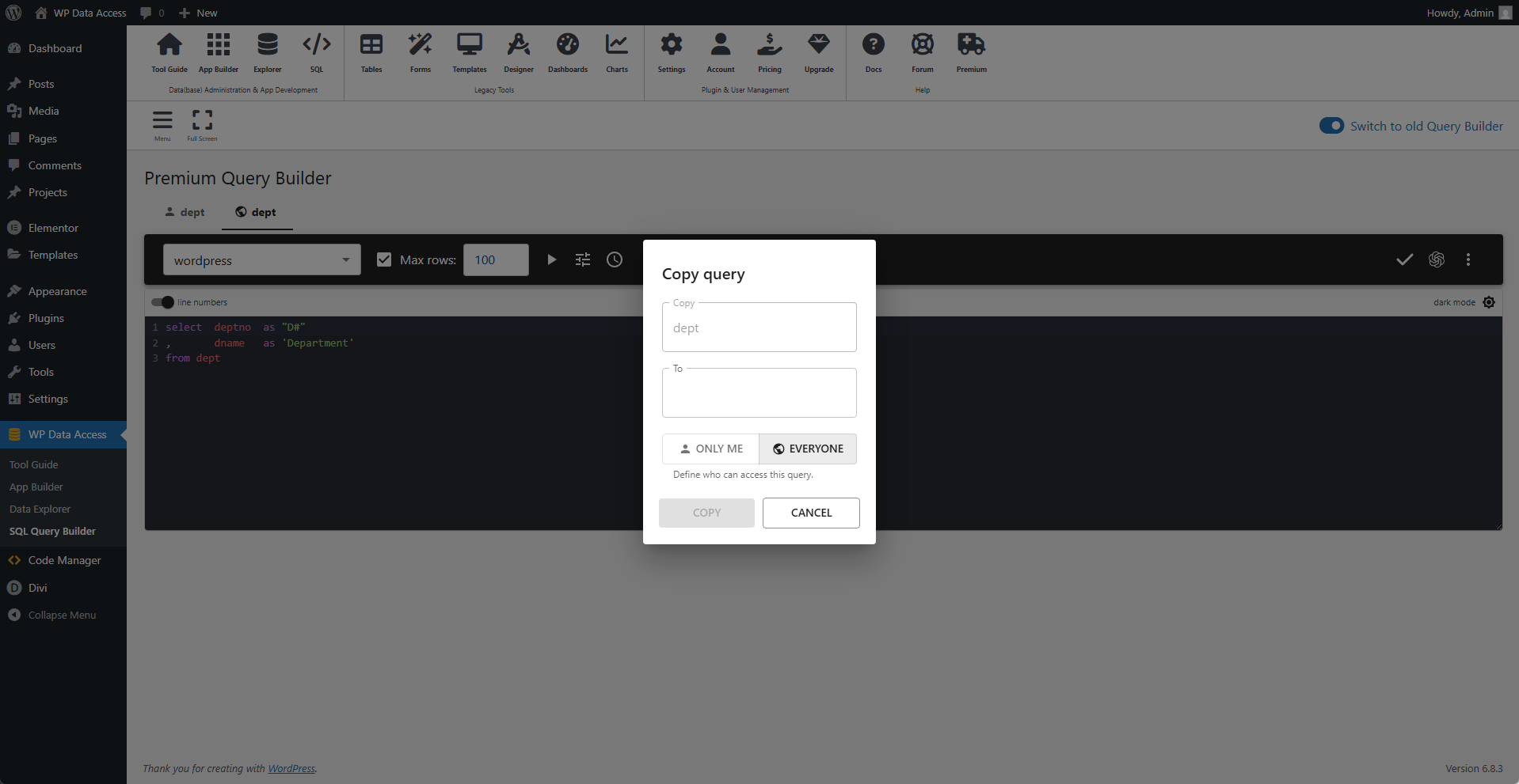 WP Data Access - Copy Query
