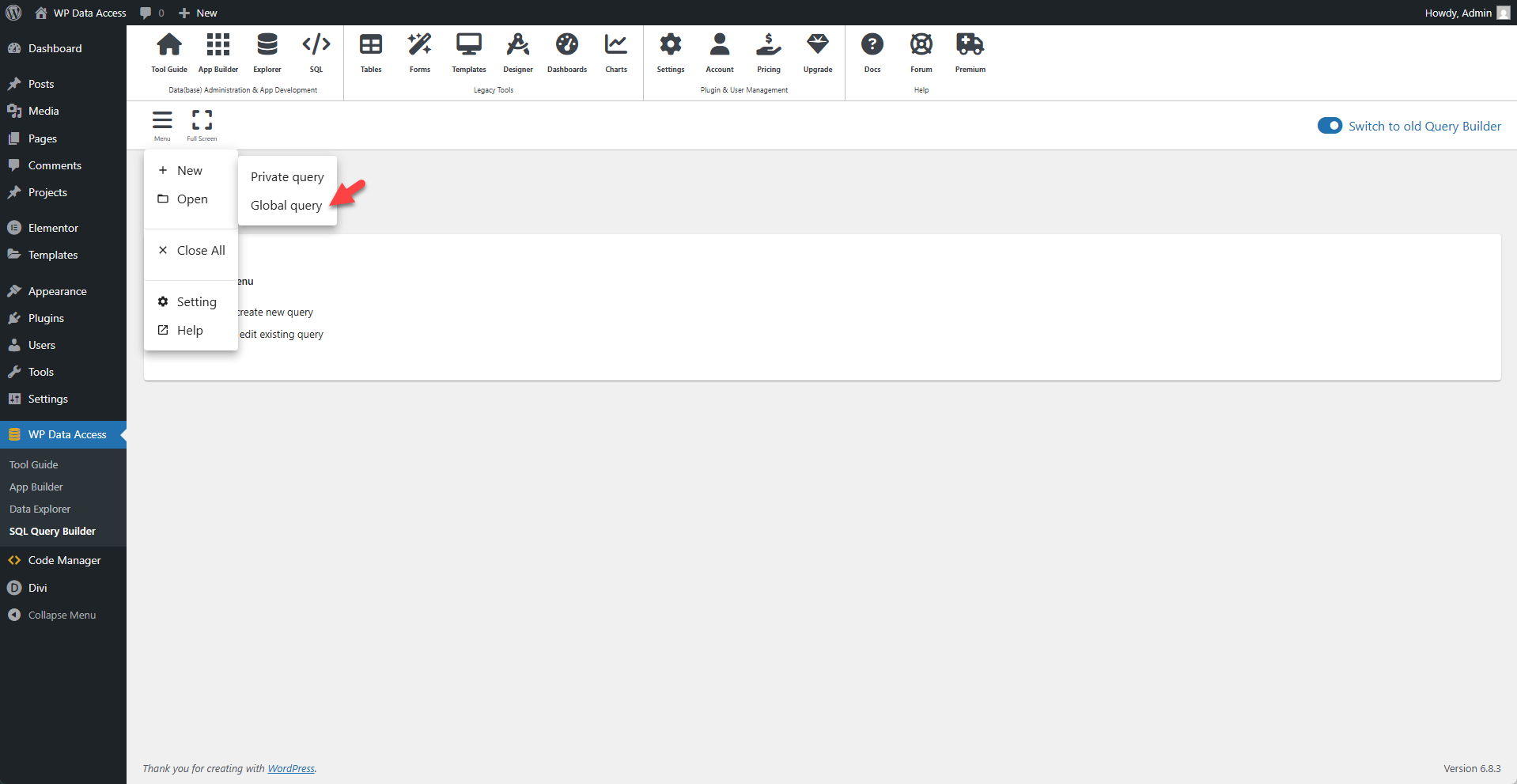 WP Data Access - Create New Global Query
