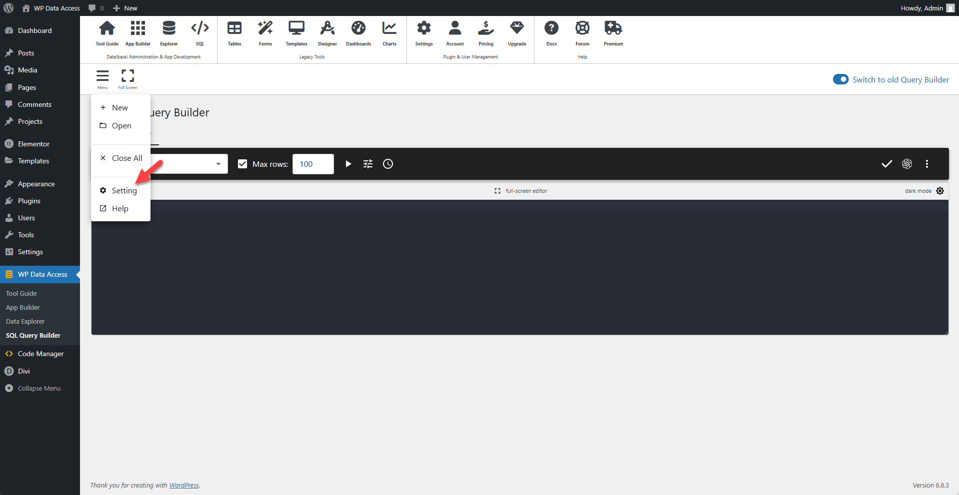 WP Data Access - Query Builder Settings