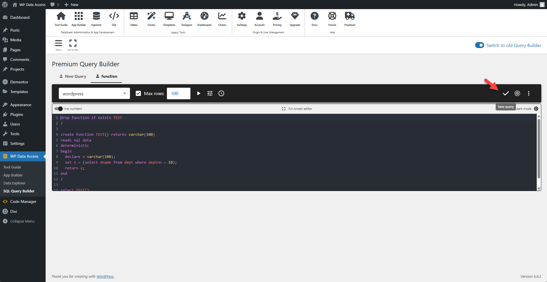 WP Data Access - Save Query