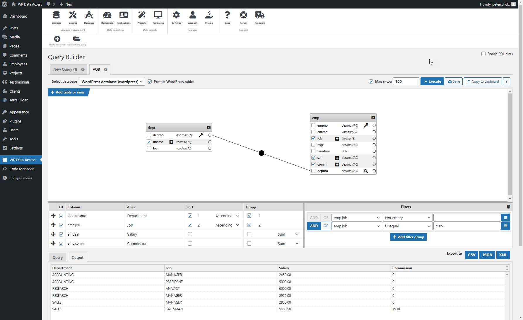 WP Data Access - Visual Query Builder